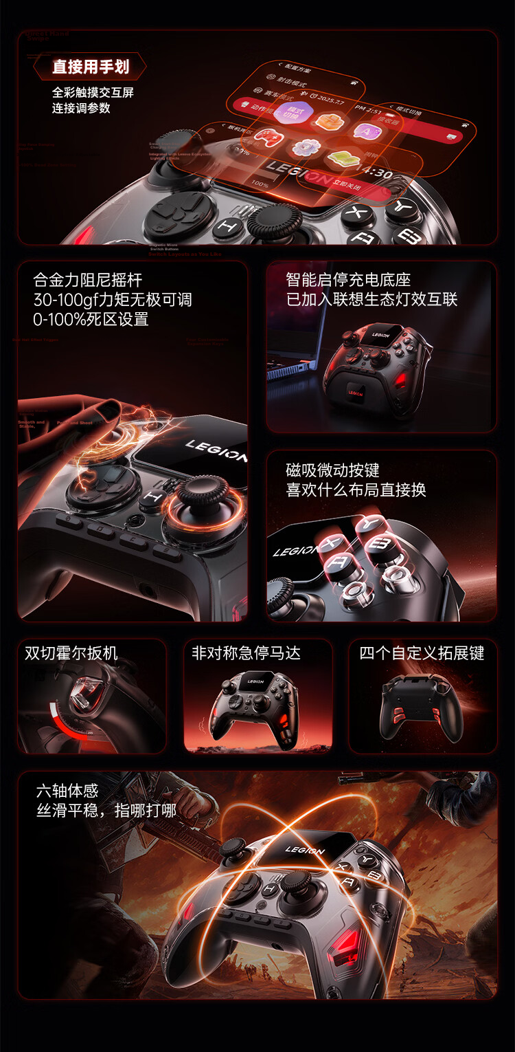 Lenovo Legion Y7 Pro Smart Wireless Gaming Controller for Xbox Hall Switch PC Mobile TV Steam Bluetooth Black 3