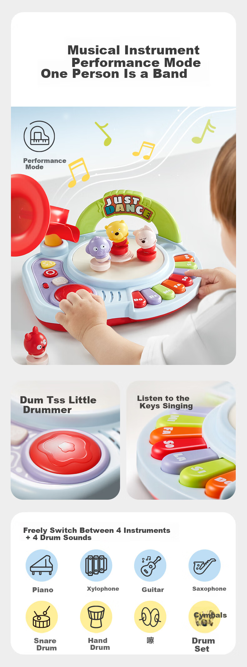 Babycare Early Education Music Toy Animal Symphony Baby Educational Enlightenment Exercise Children's Children's Day Gift for Boys and Girls 2