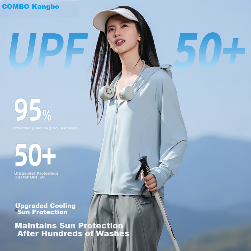 Combo Women's Ice Silk Sun Protection Jacket Summer UV Shield Breathable Lightweight Cycling Sunblock Skin Jacket