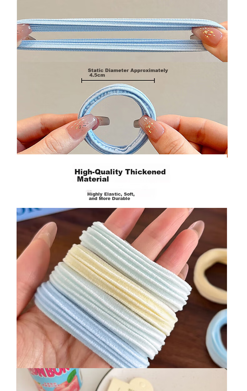 Jianyingshu Seamless Hair Ties Sea Salt Blue 10pcs Thickened Nylon High Elasticity Ponytail Hair Bands 3