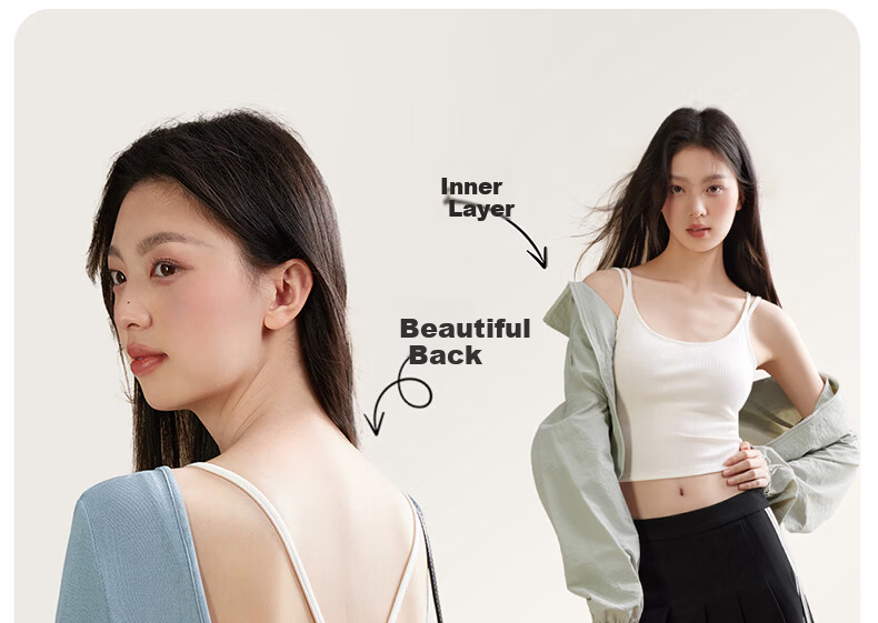 MiiOW Women's Modal Ice Silk Cooling Camisole Vest Summer Sports Back Design with Chest Pad Inner Wear Outer Wear Base Shirt 16