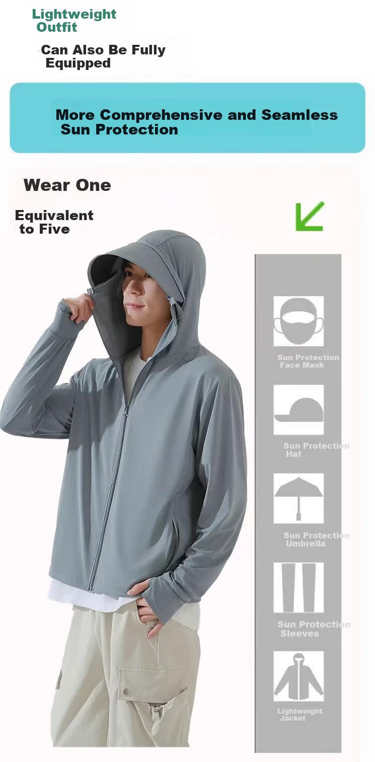 Combo Men's Summer New Ultra-Thin Breathable Ice Silk Quick-Dry Outdoor Cycling UV Protection Fishing Skin Jacket 3