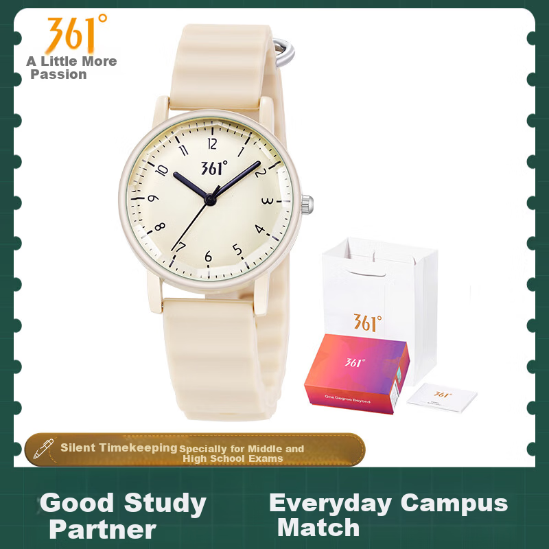 361° Trendy Minimalist Student Watch for Middle and High School Girls Exam Use Silent Time-Only Watch Allowed in Exam Rooms