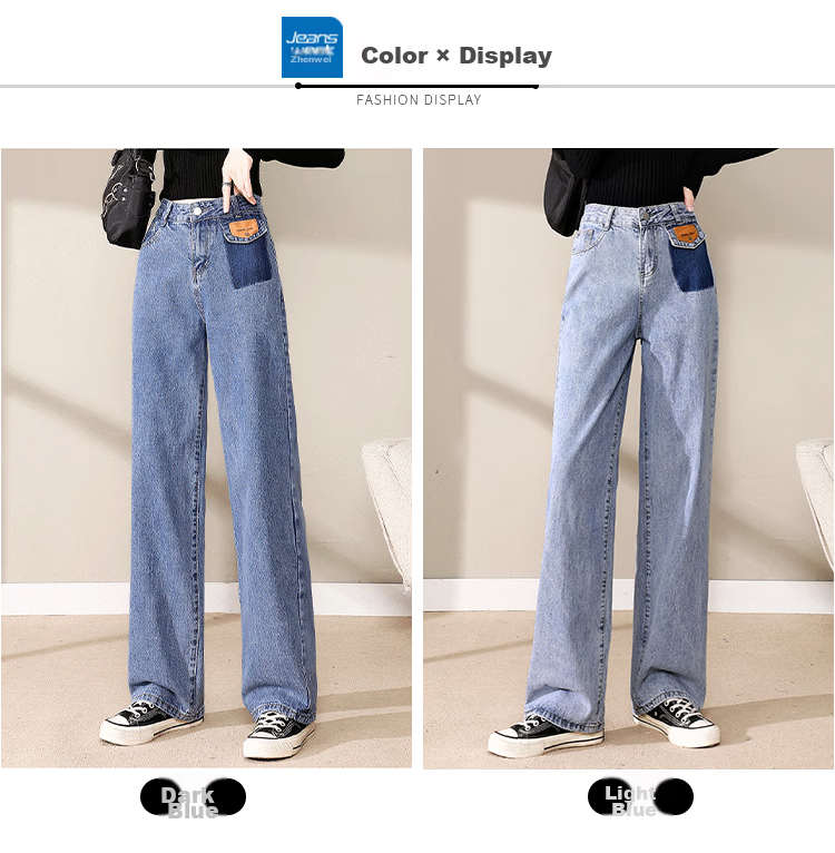 Jeanswest Women's Summer 2026 Thin High-Waist Wide-Leg Capri Denim Shorts Retro Blue M 6