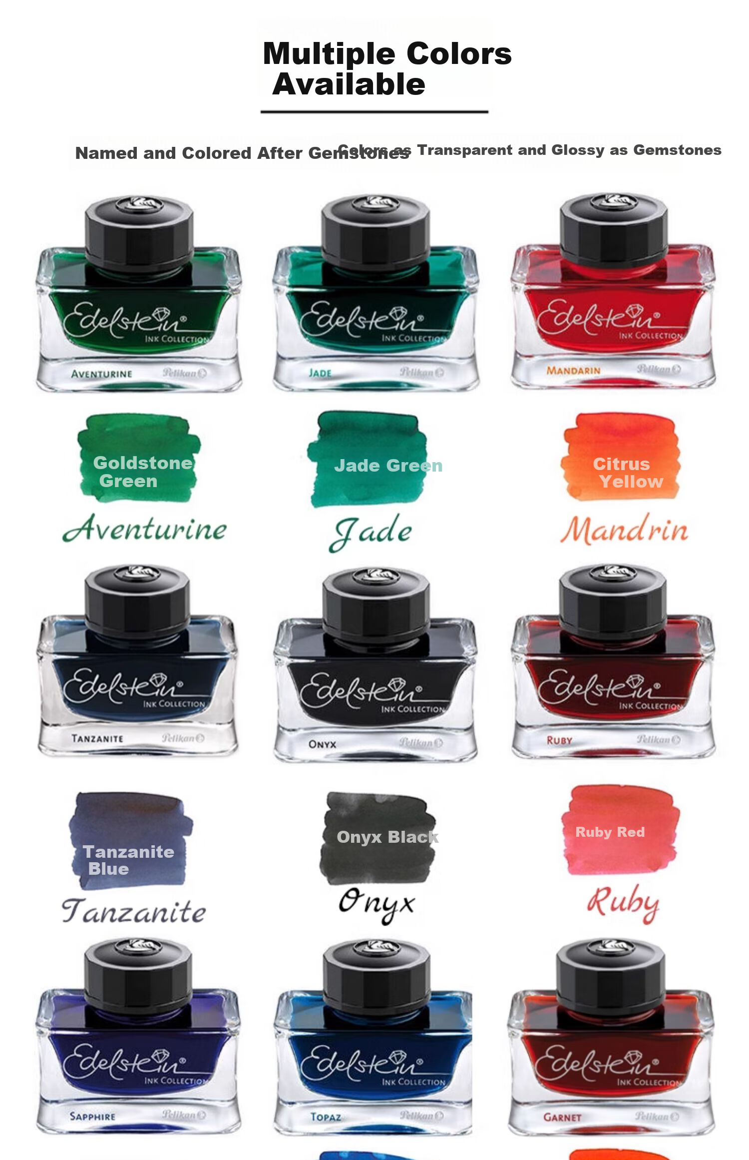 Pelikan Edelstein Ink 50ml Large Bottle Natural Mineral Non-Carbon Fountain Pen Ink Agate Black 5