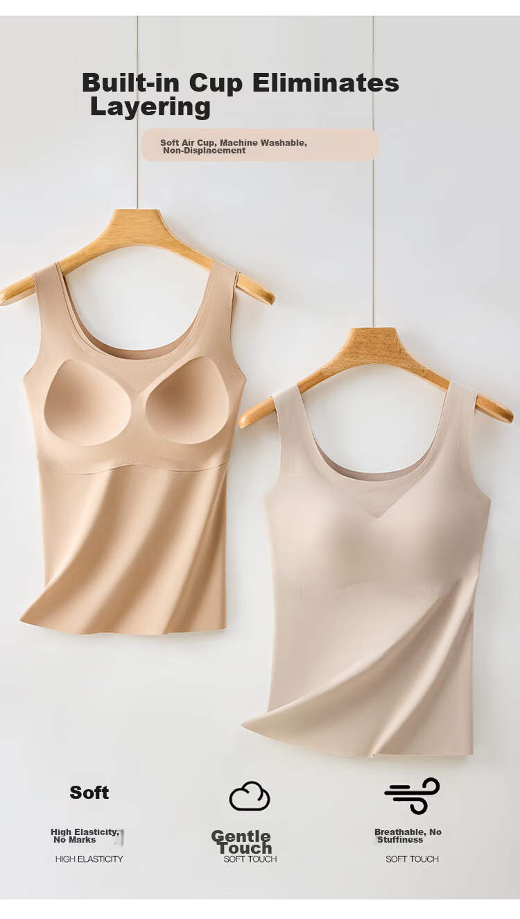Herbal Original Color Camisole Women's Ice Silk Cooling Summer Slim Seamless Padded Bra Back Beauty Base Shirt Outerwear Top 17