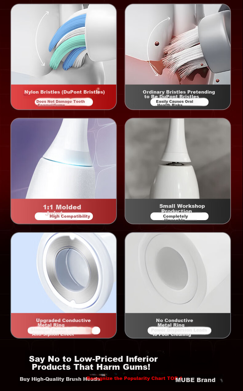 MUBE Compatible Philips Electric Toothbrush Heads for HX6063/67/96/5181/61/71 and HX3/5/6/7/8/9 Series 2