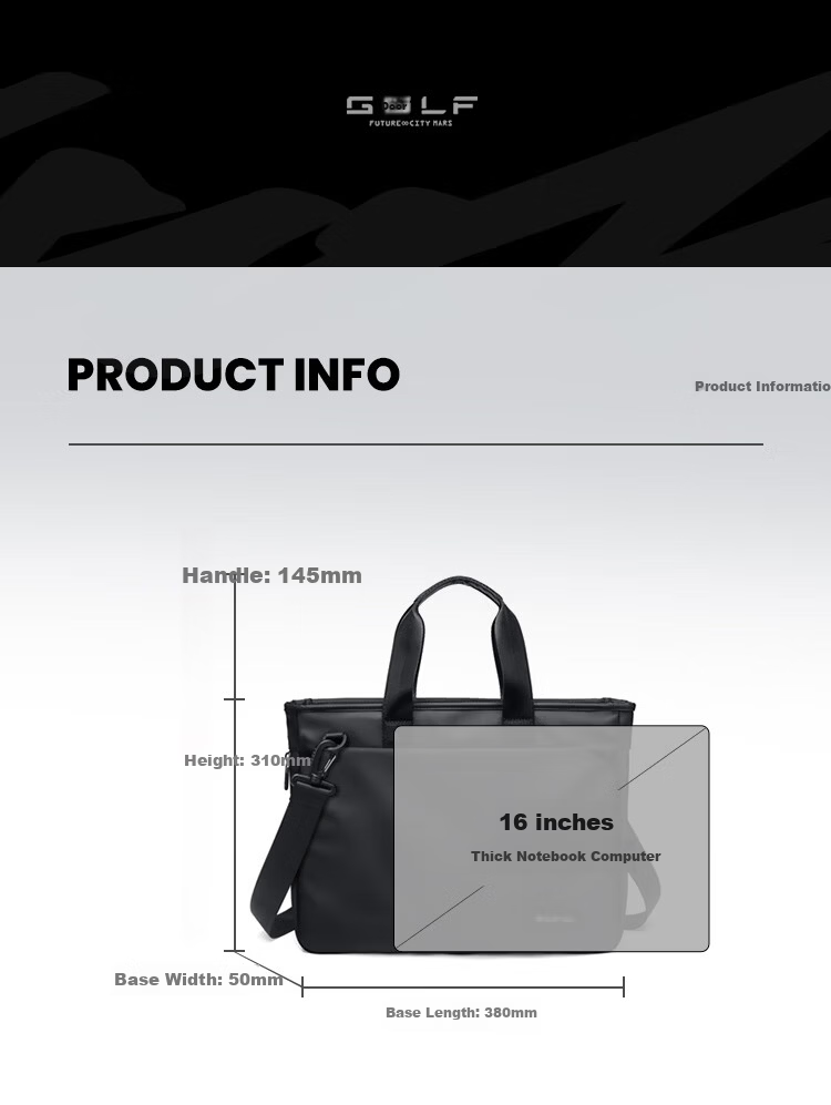 GOLF Business Briefcase Men's Expandable 14/16 Inch Laptop Bag Multi-Compartment Office Document Bag 12