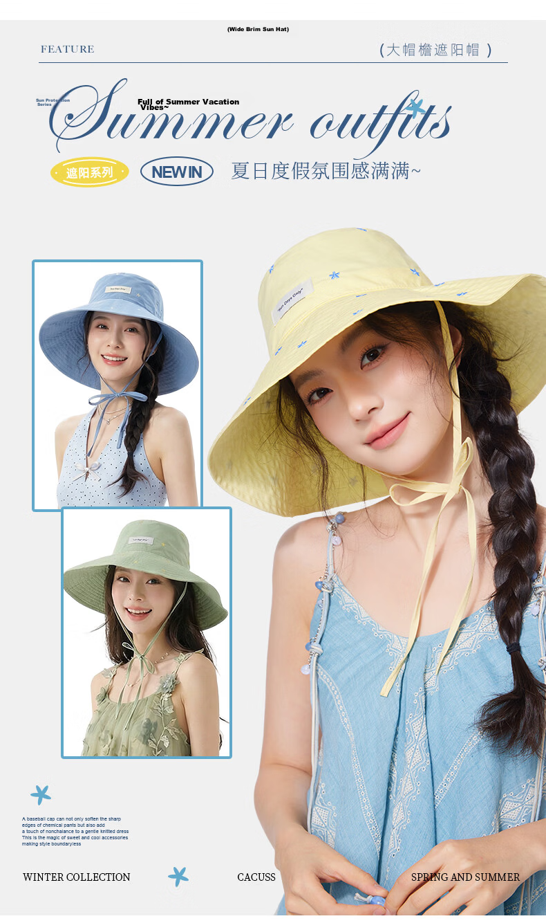 CACUSS Women's Summer New Pure Cotton Wide Brim Sun Hat Outdoor Foldable Anti-UV Sunshade Hat Apricot Yellow 5