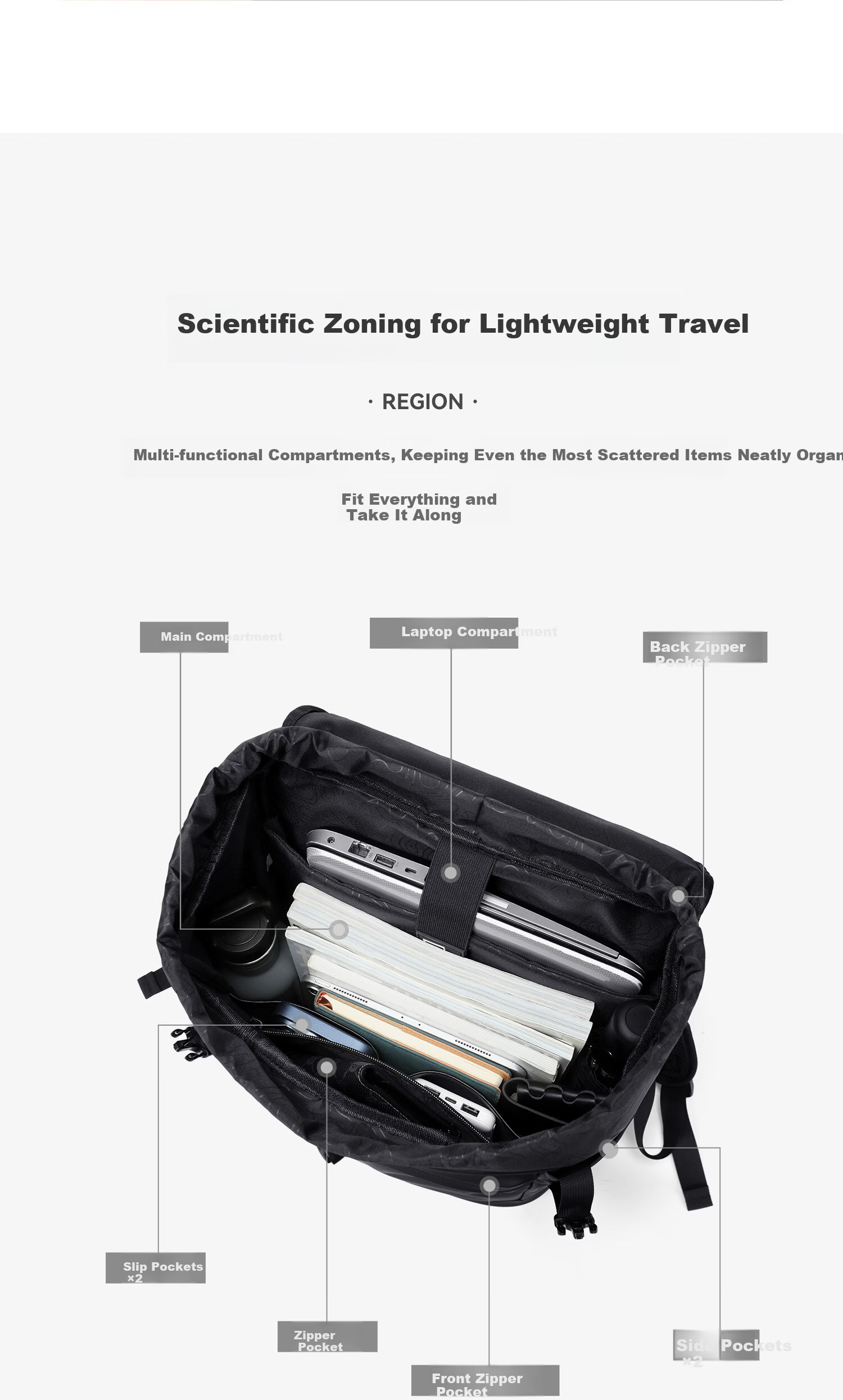 GOLF Men's Travel Backpack 15.6/16 Inch Laptop Bag Student School Backpack Flap Business Commuter Backpack 8