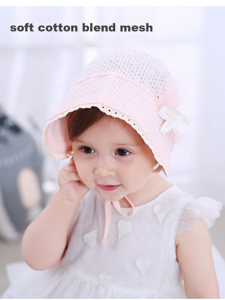 9i9 Baby Princess Style Summer Sun Protection Mesh Breathable Beach Hat for Girls F33 Pink 4