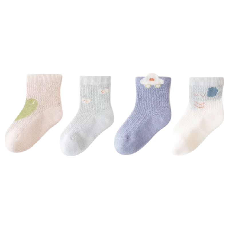 JOYNCLEON Baby Socks Summer Thin Breathable Non-Binding Mid-Calf Cotton Seamless Mesh Socks JYF183113