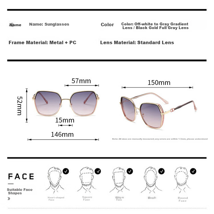 MT·MIT Fashion Korean Style Sunglasses Large Frame Sunshade Sunglasses for Women MT240352 Off-White with Gradient Gray Lenses 4