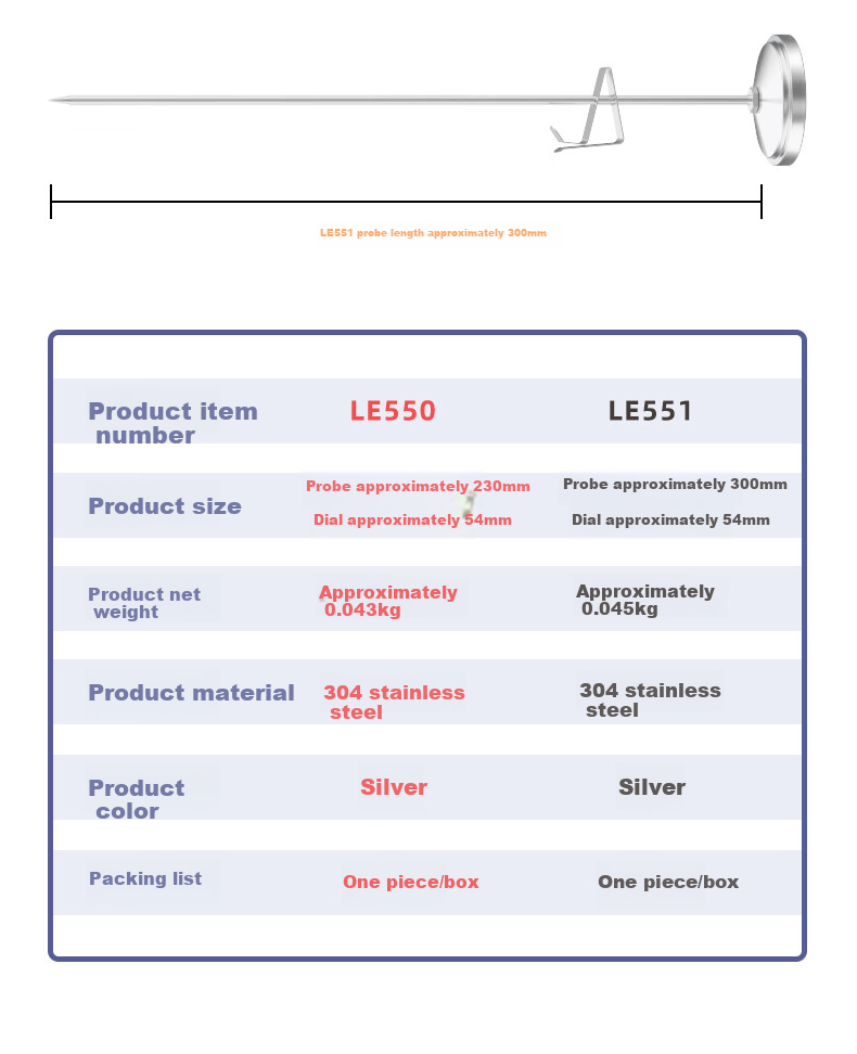 Deli LE550 Oil Thermometer Frying Temperature Food Water Milk Temperature Gauge 14