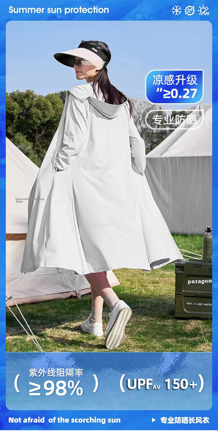 Ousen Women's Long Sun Protection Jacket 2026 New Summer UV Protection Breathable Ice Silk Sun Dress Coat Full Body Sun Protection Clothing 1