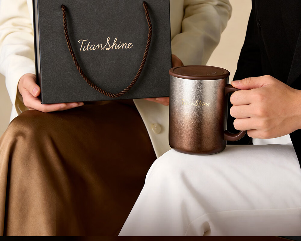 Fuguang Pure Titanium Insulated Mug Unisex High-Value Tea Cup Large Capacity Coffee Water Cup Custom Gift Box Set 7