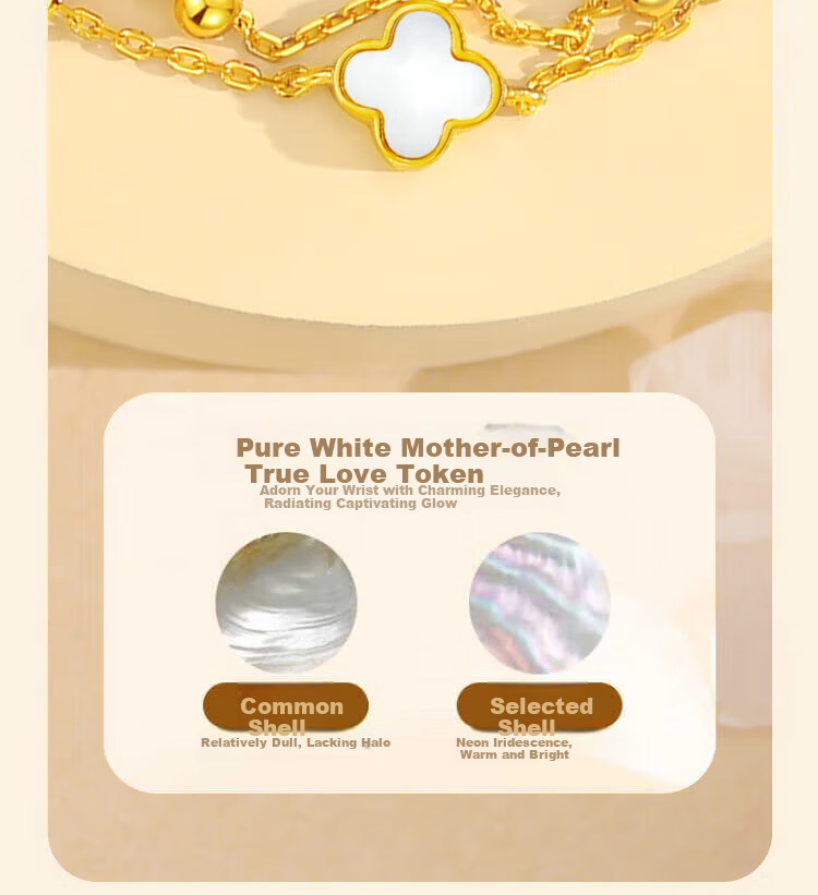Grace Girl Luxury 999 Pure Gold Four-Leaf Clover Agate Bracelet Children's Day Birthday Gift for Girlfriend 8
