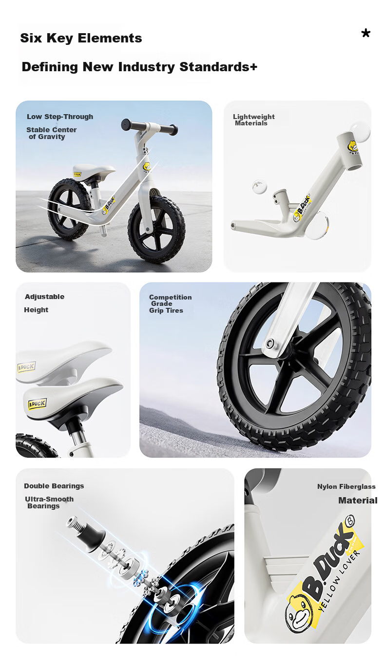 Lede Little Yellow Duck Children's Balance Bike for Ages 2-3 Two-Wheel Gliding Learning Toy for Boys And Girls, Baby Plaything, First Birthday Gift 6