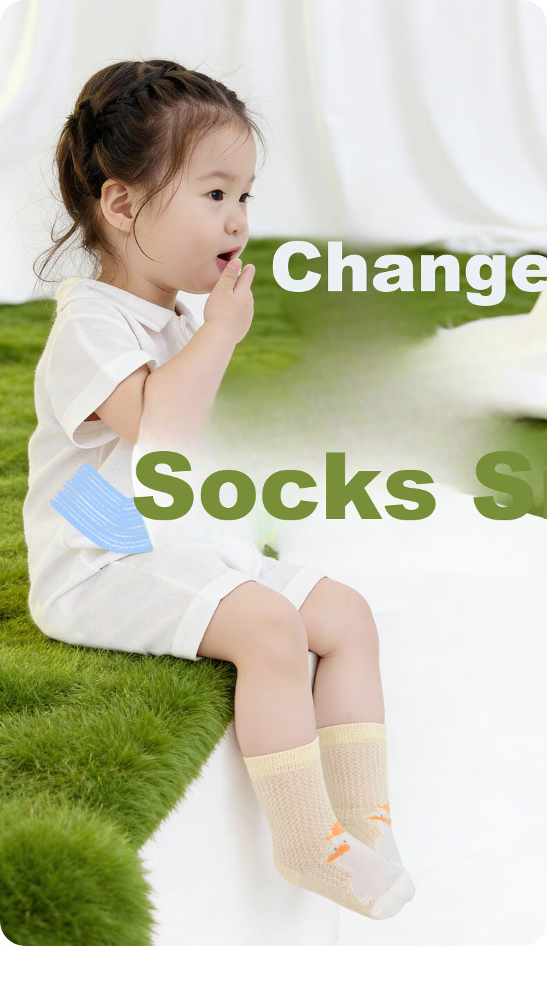 Growth Baby Socks Summer Cotton Seamless Infant Socks Mid-Calf Antibacterial Breathable Class A Loose Top Non-Restrictive Mesh Socks 1