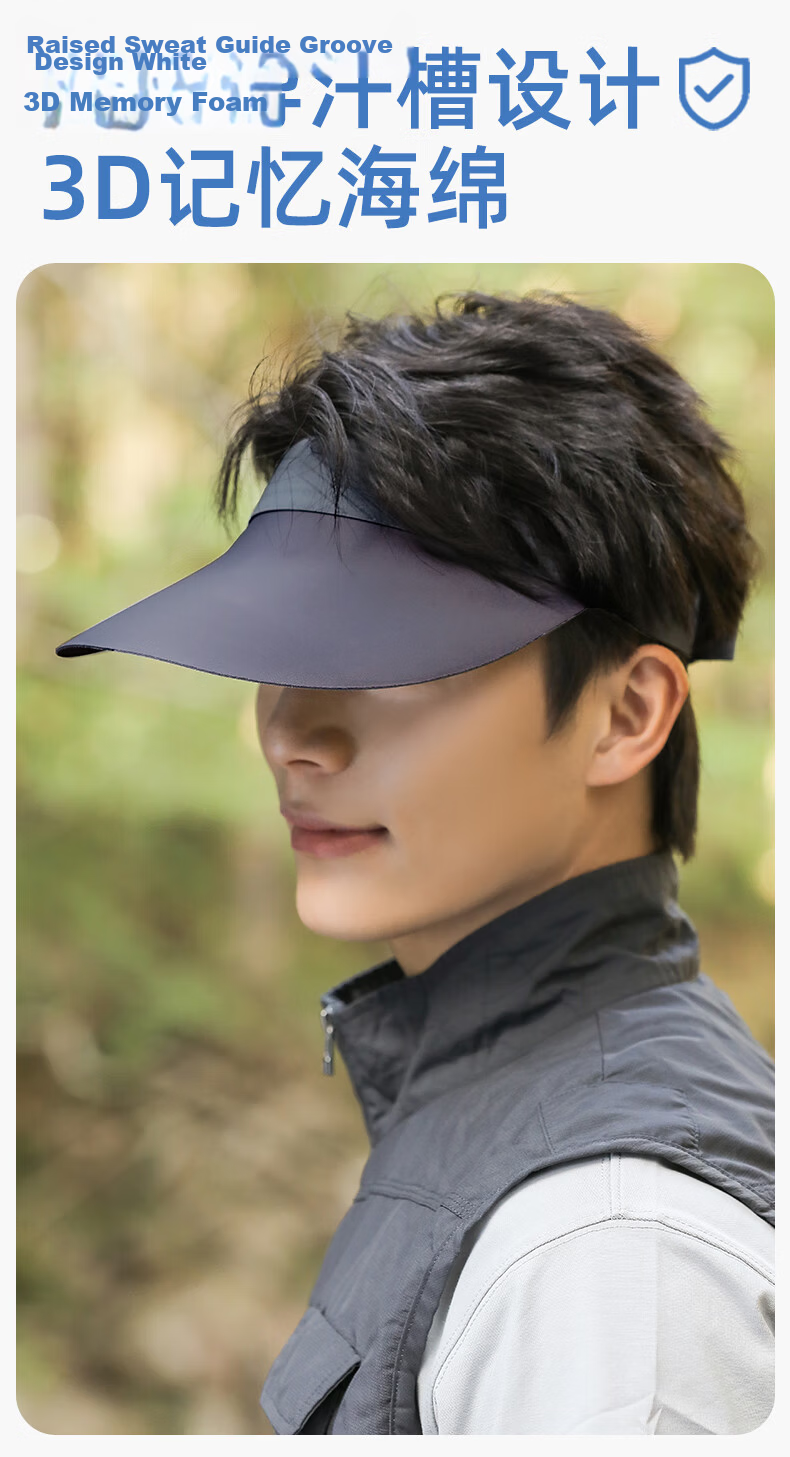 Romon Men's Sports Sun Protection Cap Open-Top UV Protection Face-Shielding Outdoor Commuting Sun Hat 10