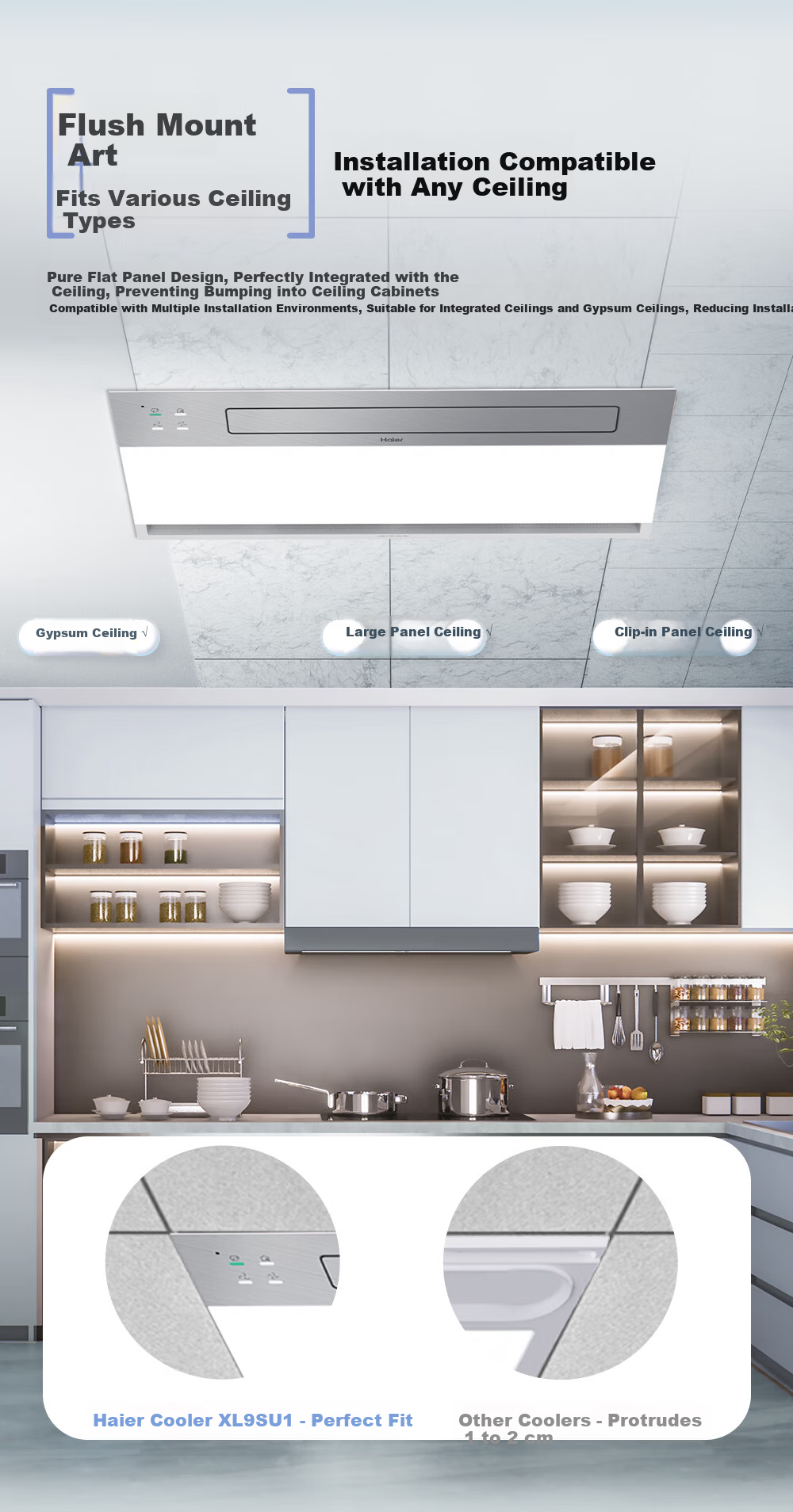 Haier Integrated Cooling Fan Lighting Exhaust Kitchen Smart Cooling Fan Panel Light with Fan [Flagship Model] 12