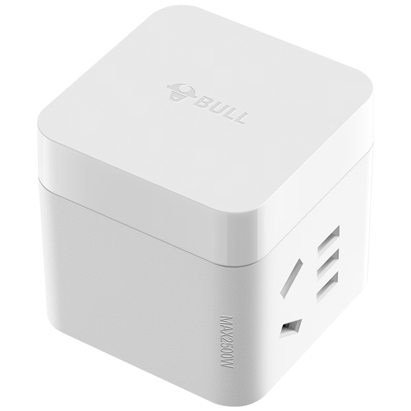 BULL Cube Power Strip, One-To Converter/power Strip/outlet Strip/extension Cord, 2 Outlets, Wireless Cube, GNV-MA02W, No Switch
