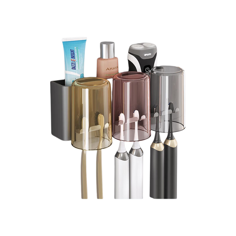 Ecoco Toothbrush Holder, Thickened Space Aluminum, High-End Wall-Mounted Design, No Drilling Required, Bathroom Toiletry Cup, Toothpaste Storage