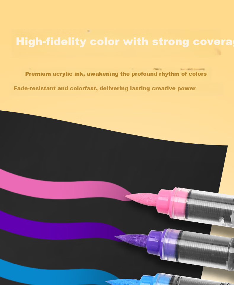 Direct Liquid Soft Tip Acrylic Markers 48 Colors Student Set Non-Transparent Layerable Watercolor Paint Pens Gift Box 8