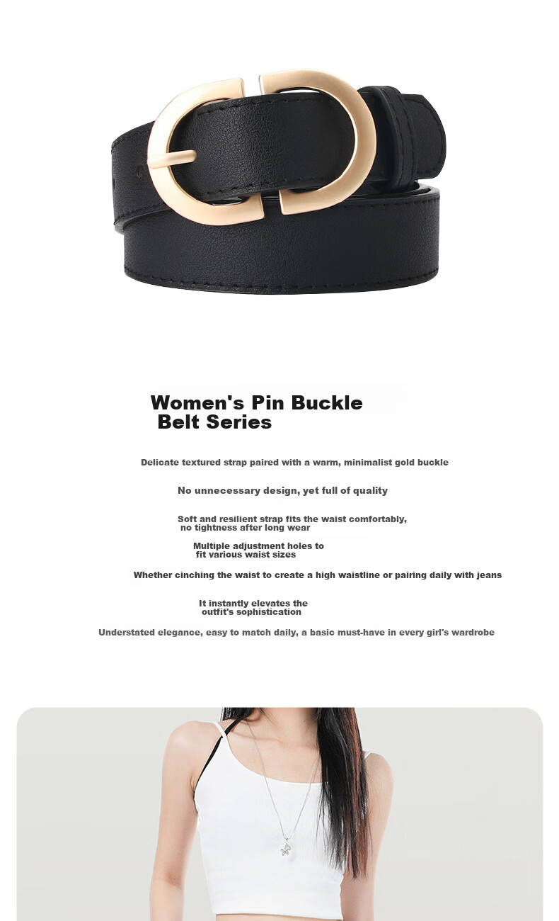 CARTELO Women's Leather Belt Denim Waist Belt Korean Style Fashion Versatile Pin Buckle Belt Birthday Gift for Girlfriend 2