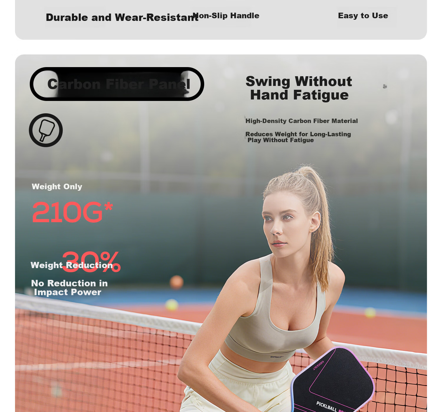 Yottoy Pickleball Paddle Set Carbon Fiber Professional Training Competition Neon+Phantom Flame 7