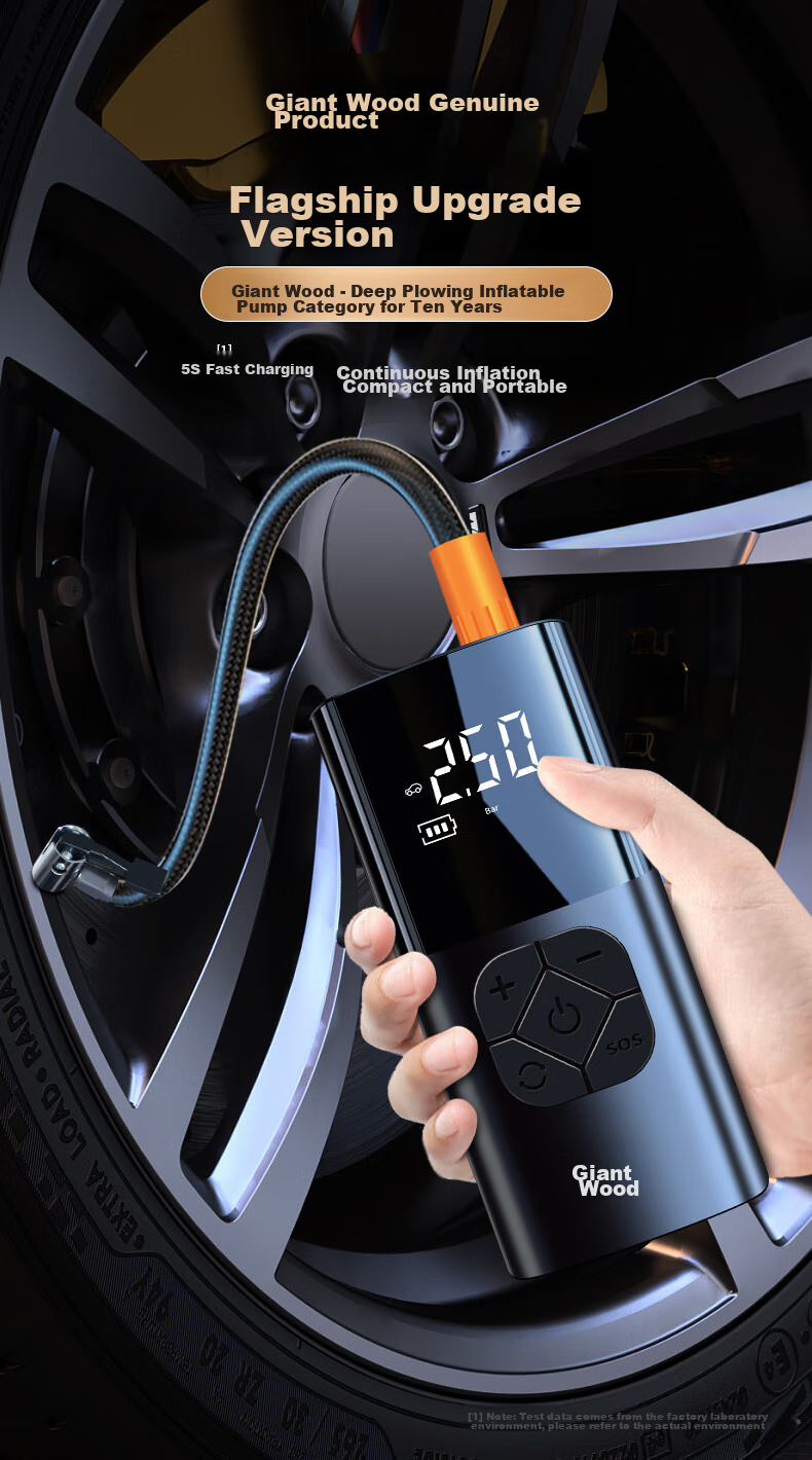 Jumu Bicycle Pump, Wireless And Wired Dual-Use, for Car And Motorcycle Tires, Inflator, Electric Vehicle-Mounted Air Pump 1