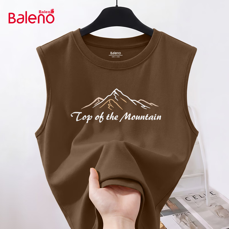 Baleno American Style Sleeveless Vest Men 2026 Summer Heavyweight Cotton Men's Fitness Sports Tank Top Youth Plus Size Sweatshirt 25