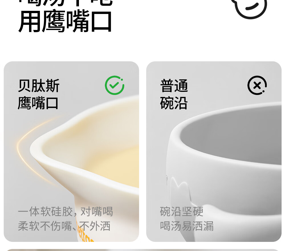 Beitais Egg Drop Soup Bowl Baby Training Silicone Integrated Suction Children's Tableware 12