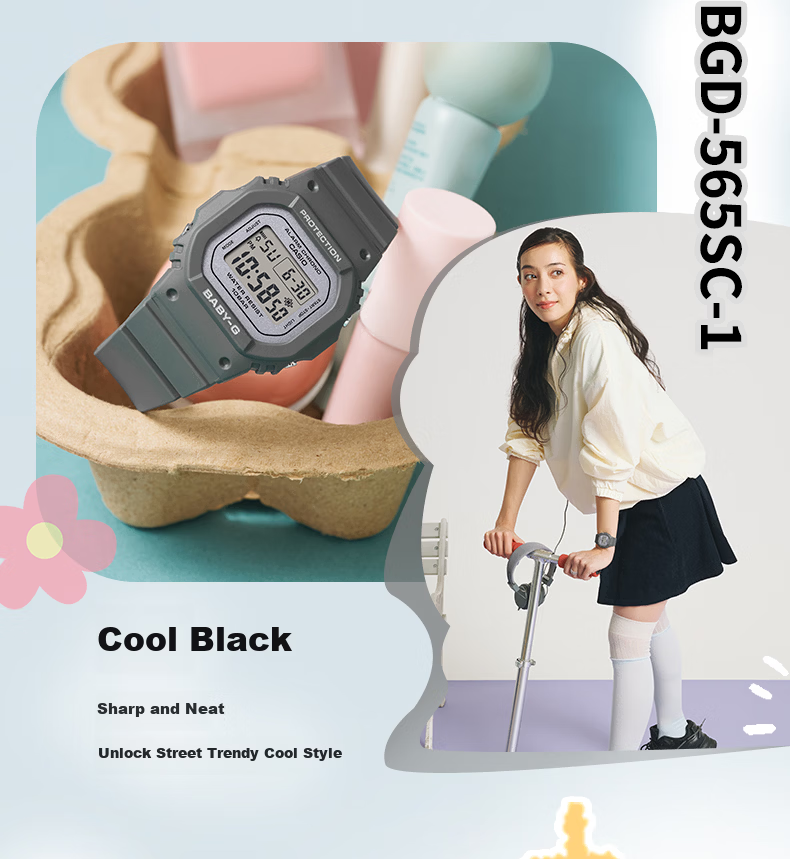 Casio Women's Watch, BABY-G Square Digital Sports Smart Watch, Japanese/Korean Style, Gift for Girlfriend, BGD-565SC 3
