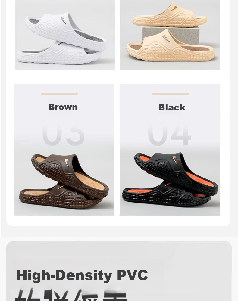 Warrior Non-Slip Men's Slippers Antibacterial Deodorizing Indoor Outdoor Shower Sandals HL3C56 Black Orange Size 42-43 4