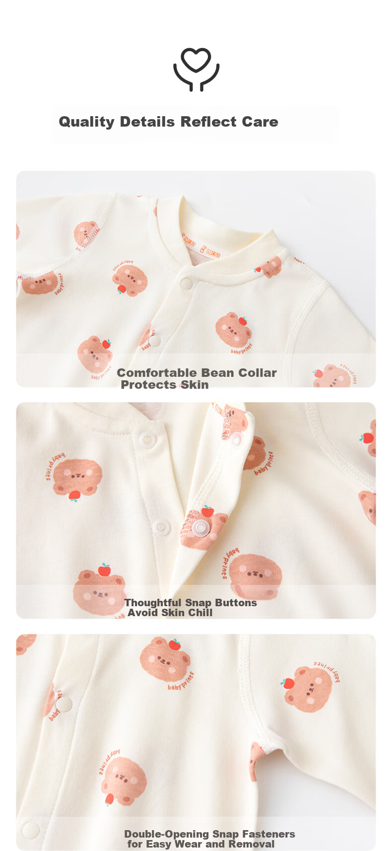 Babyprints Baby Rompers 2-Pack Unisex Cotton Long Sleeve Soft All-Season Bodysuits Rabbit 59 6