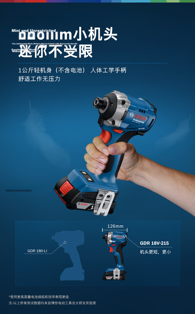 BOSCH Impact Driver Electric Wrench Metalworking Woodworking 18V Lithium Battery GDR 18V-215 Two Batteries One Charger Set 6