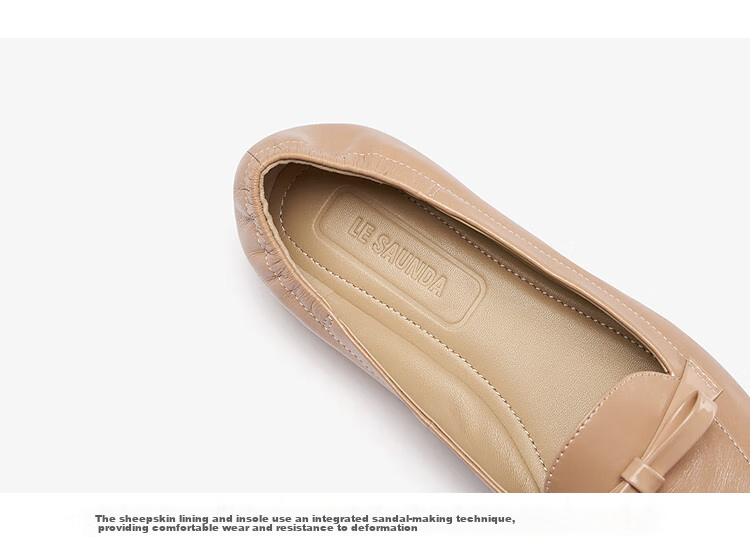 Laird Spring Summer Flat Ballet Shoes Commuter Versatile Loafers Women 6M06804 Cream White OWK 37 7