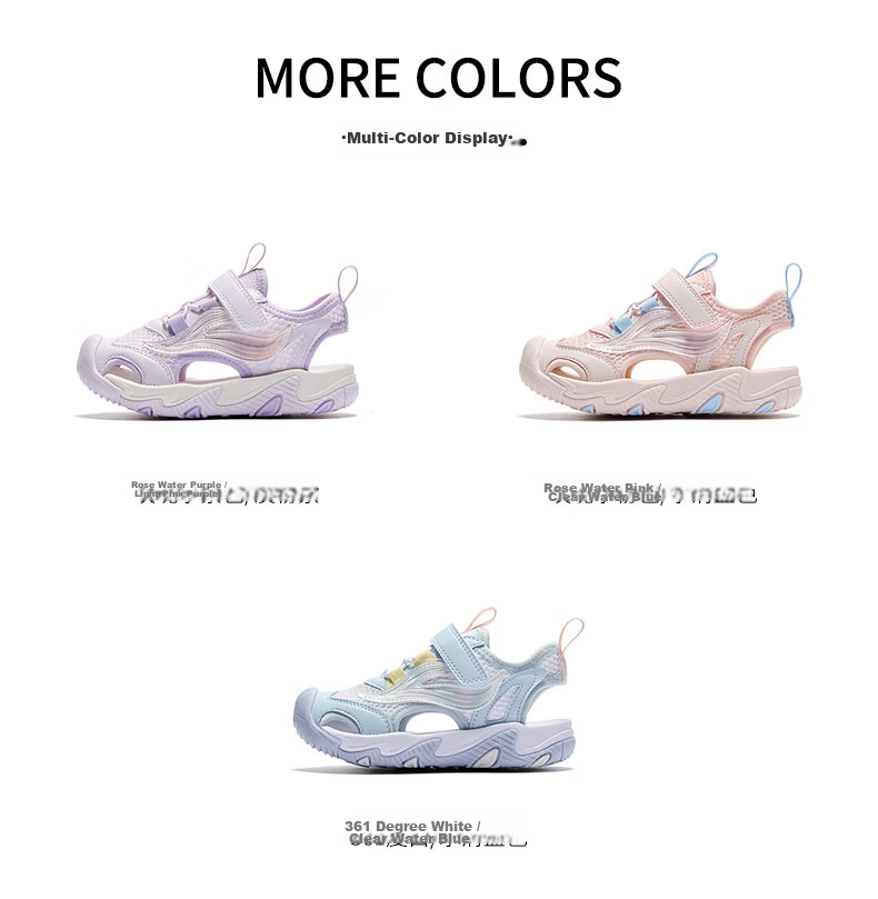 361° Kids Sandals 26 Summer Boys Girls Breathable Closed-Toe Anti-Collision Beach Frame Shoes Black Size 38 49