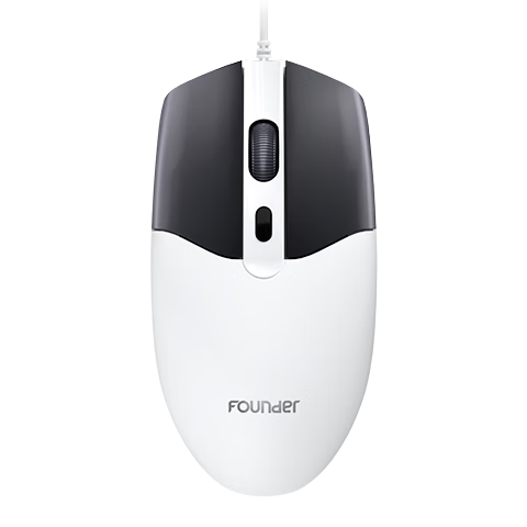 Founder M130 Wired Mouse Business Office Unisex USB Plug and Play Ergonomic Wired Mouse Black and White