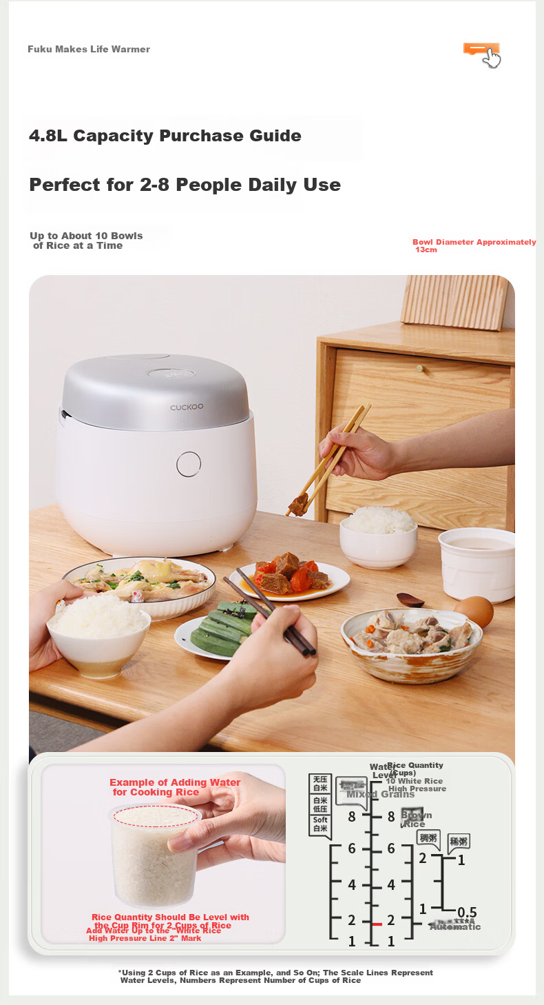 CUCKOO Price Protection 618 Electric Rice Cooker Korean Imported Noise Reduction Dual Pressure IH Heating Smart Voice Non-stick 4.8L 4-5 People CRP-NHTR1011FW 11