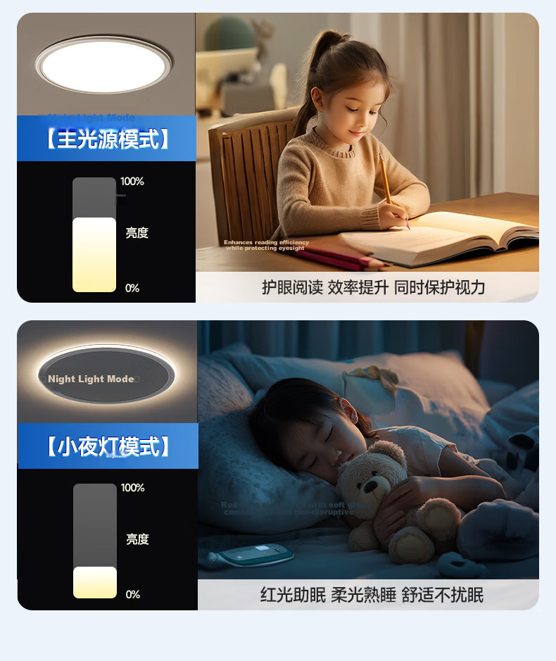 HP Pure Eye Protection Ultra-Thin Seamless Bedroom Ceiling Light Simple Children's Room Lamp Zhongshan Lighting Morning Light 9