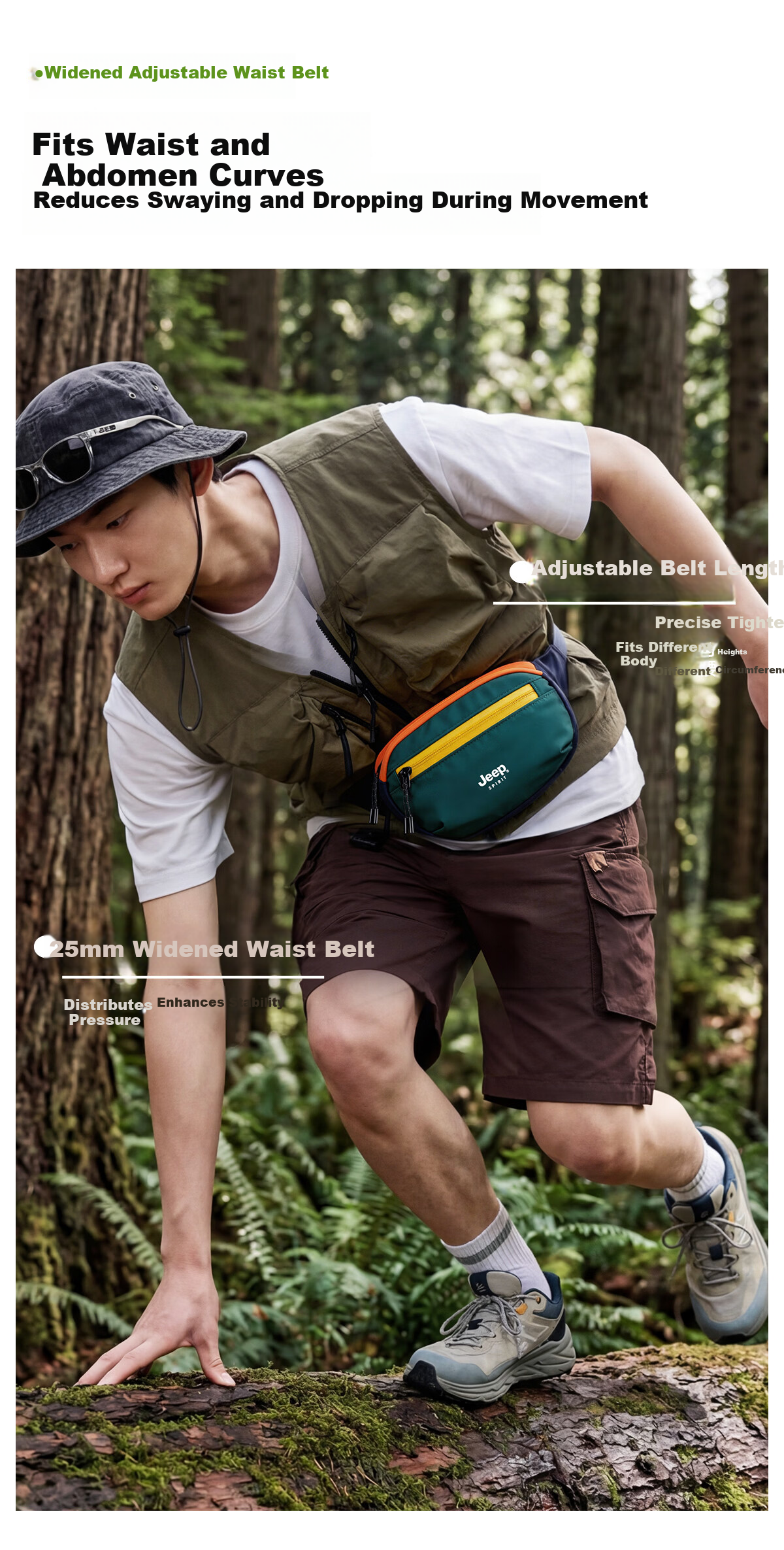 JEEP SPIRIT Outdoor Lightweight Chest Bag Men Outdoor Cycling Crossbody Bag Women Single Shoulder Sports Waist Bag Casual Small Phone Commuter Bag 11