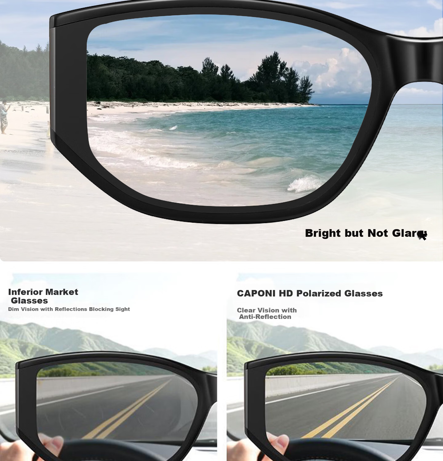 CAPONI Cat Eye Sunglasses for Women 2026 New UV400 Vintage Driving Sun Glasses UV Protection 12
