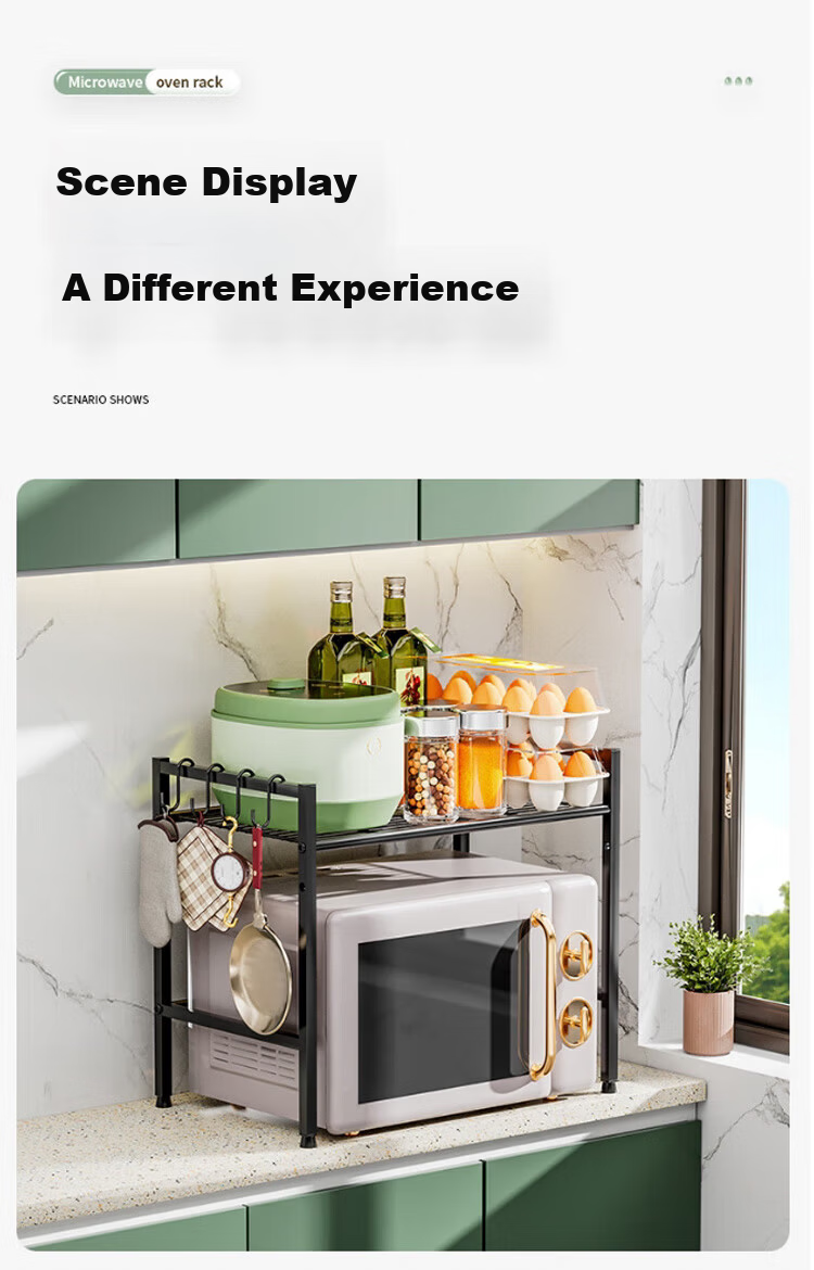 Ouranzo Kitchen Storage Rack Microwave Oven Rack Oven Rack Household Countertop Rice Cooker Storage Rack Multifunctional Storage Rack 10