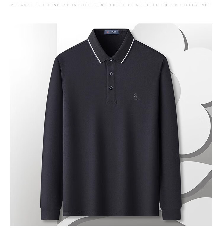 MONTAGUT Men's Long Sleeve Polo Shirt Spring Autumn Cotton Breathable Comfortable T-Shirt Gray Blue M(48) 9