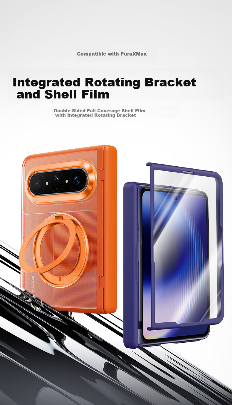 Zhilangni [Rotating Bracket | Integrated Shell and Film] Compatible with Huawei Pura X Max Phone Case Foldable Screen Protective Cover Central Axis Full Coverage Anti-Drop Matte Unisex New Model 1