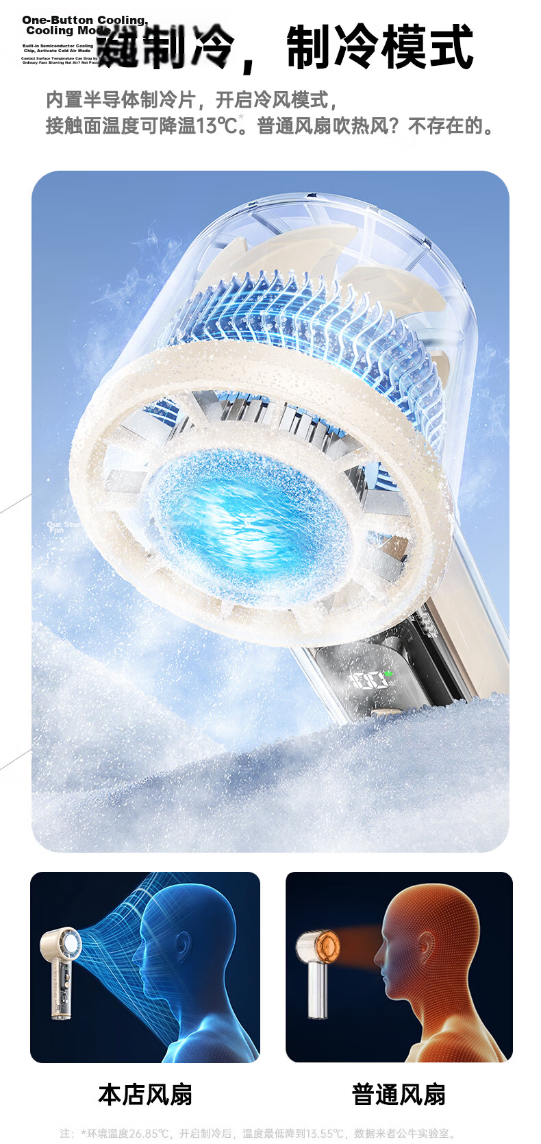 Bull Handheld Mini Fan Ice Cooling 2026 New Portable Neck Hanging Desktop Silent USB Rechargeable Outdoor Long Battery Life Cooling Fan [Beige] 4800mAh 5