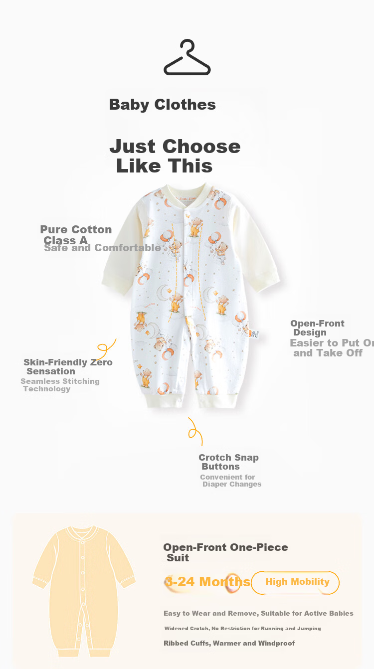 Babyprints Baby Cotton Long Sleeve Romper Newborn Unisex Soft Four Seasons Bodysuit 59 3