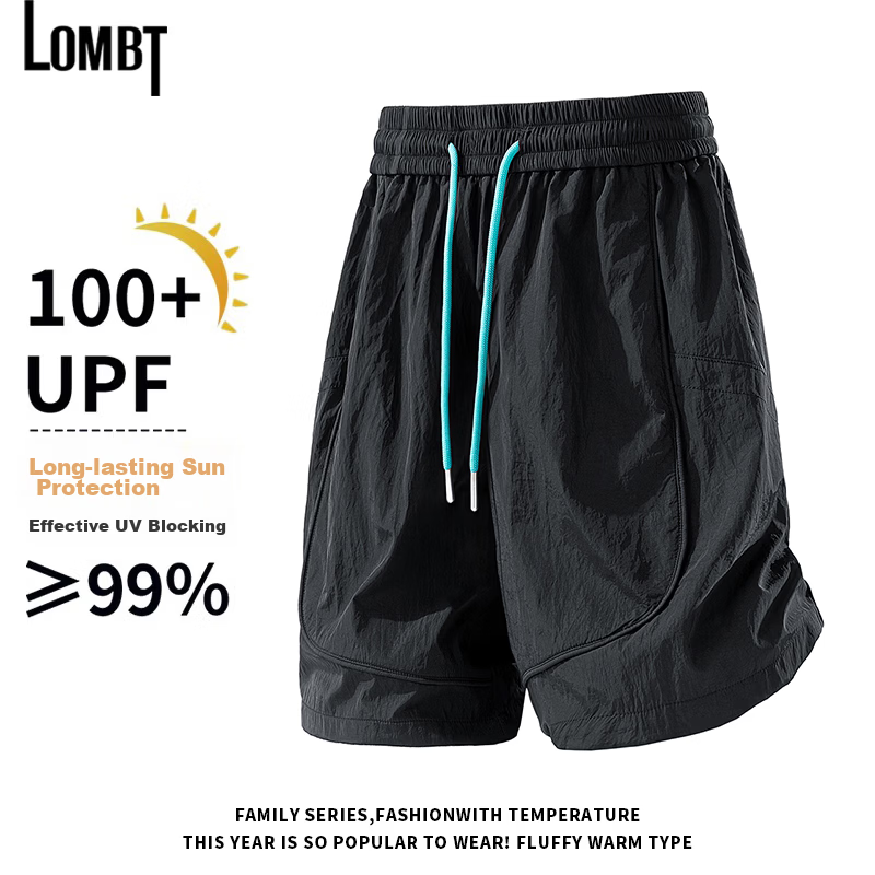 LOMBT Quick-Dry Men's Shorts Summer Breathable Lightweight Ice Silk Sun Protection Casual Sports Five-Point Pants WL31 Captain Blue 2XL